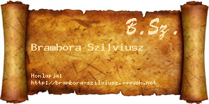 Brambora Szilviusz névjegykártya